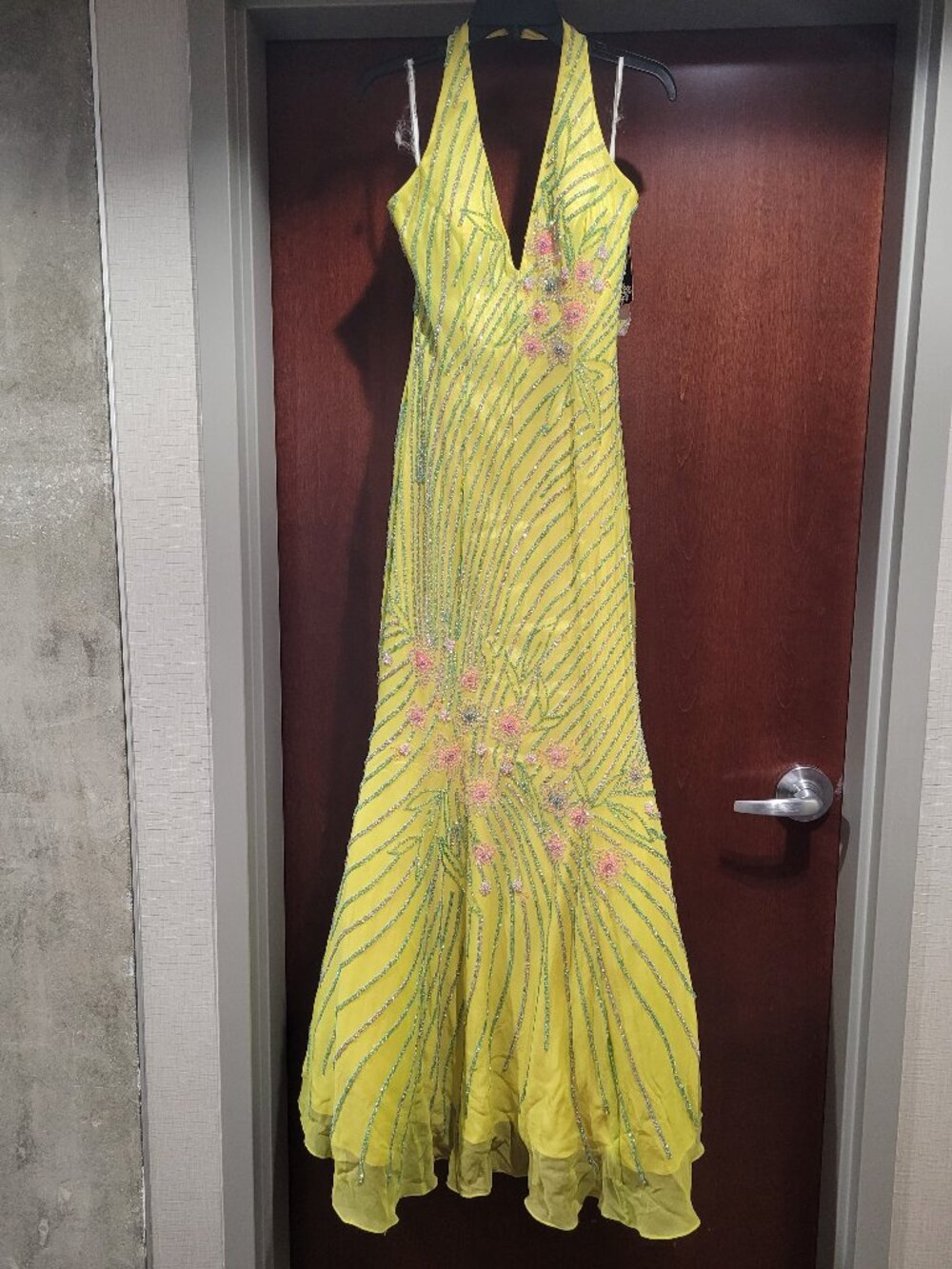 Tiffany Designs 6655 Size 6 Lime Yellow Multi Prom Dress